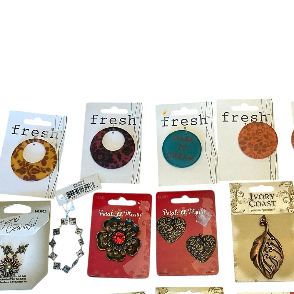 Jewelry Making Supplies Assorted Beads and Pendants Lot - 41 items